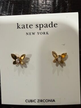 kate spade gold butterfly cubic zirconia stud earrings